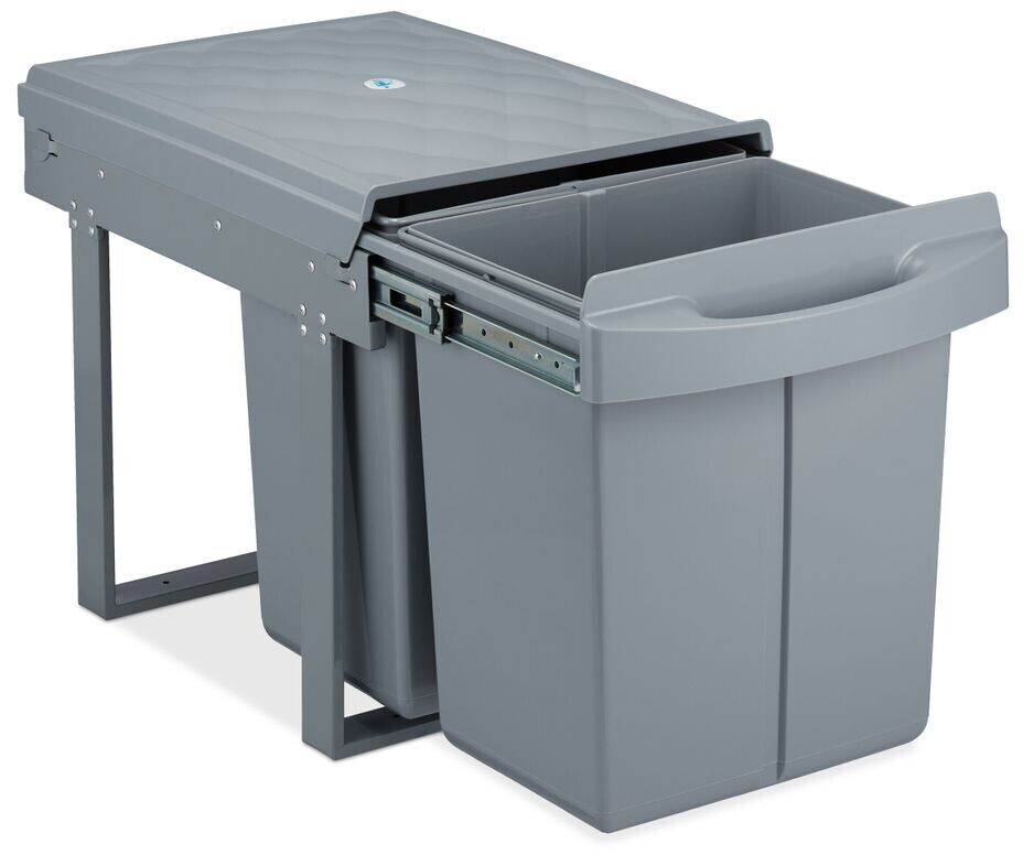 Relaxdays Встраиваемое мусорное ведро 2x20л серый