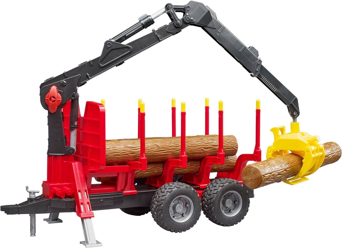 Bruder прицеп с грузовым краном и захватом для древесины (02252)