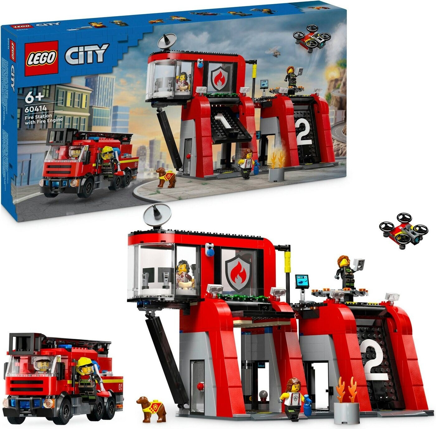 LEGO City - Пожарная станция с пожарной машиной с выдвижной лестницей (60414)