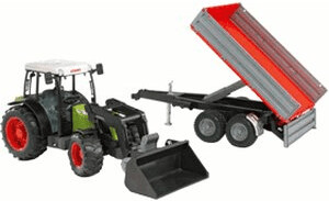 Bruder Claas Nectis 267 F Трактор с фронтальным погрузчиком и бортовым прицепом (02112)